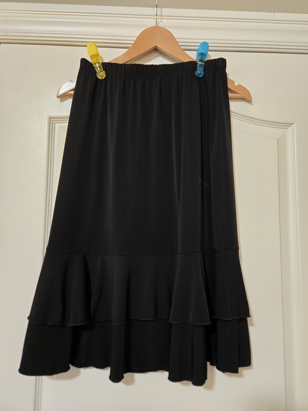 George Simonton Black Layered Ruffle Midi Skirt